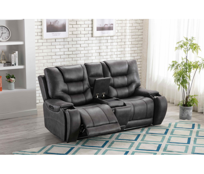 Mustang Power Reclining Loveseat - Dark Grey